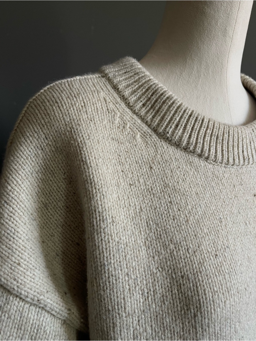 JOSEPH Cream 100% Merino Wool Tweed Knit Balloon Sleeve Crewneck Sweater Size M - Picture 2 of 10